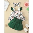 thumbnail image 5 of Arvbitana 3M 6M 9M 12M 18M 24M Infant Baby Girls Shorts Set Fly Sleeve Square Neck Strawberry/Flower Print Vest with Tie-up Shorts and Hairband 3Pcs, 5 of 9