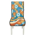 thumbnail image 7 of TSOVTHRID Hippie Daisy Floral Wave Print Quilted Dining Room Chair Covers Comfy Adjustable Chair Seat Covers Stretchy Water Resistant Chair Seat Cushion Protector Slipcovers, Set of 4, 7 of 7