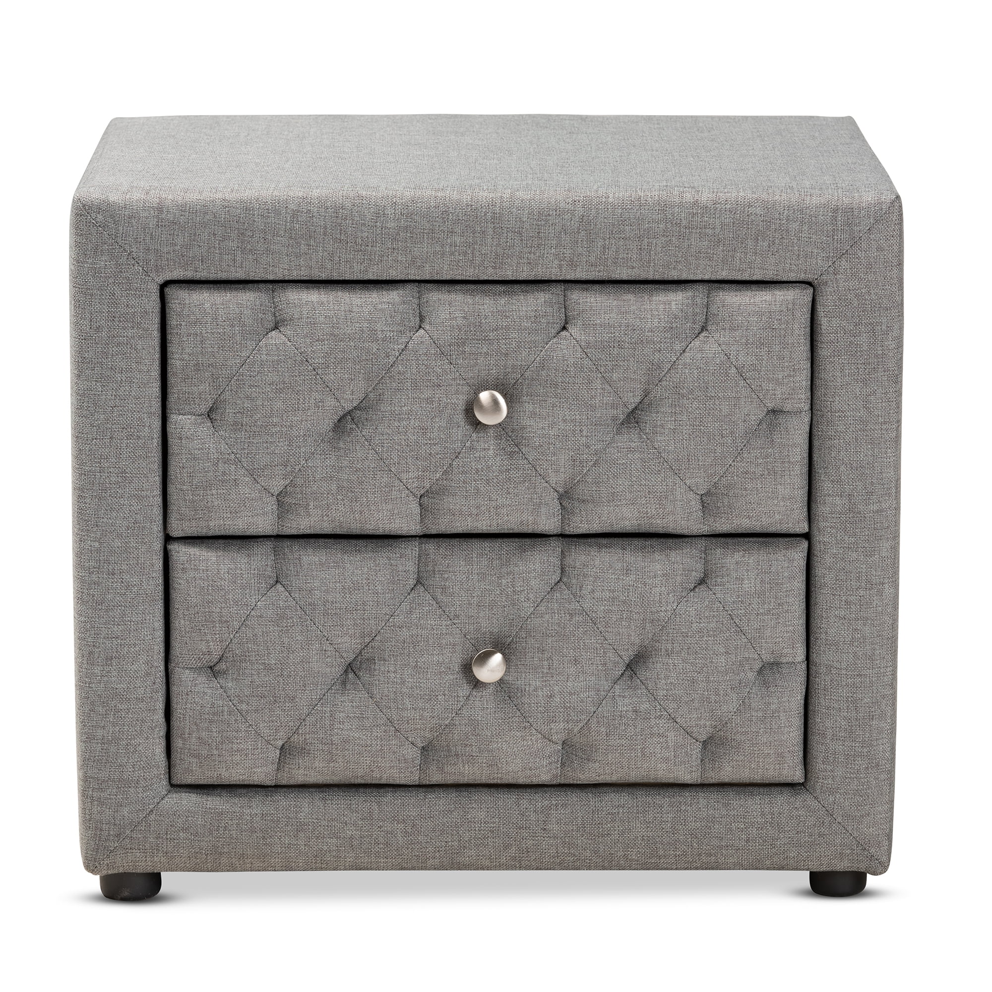 Baxton Studio Lepine Modern and Contemporary Gray Fabric Upholstered 2-Drawer Wood Nightstand
