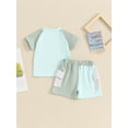 thumbnail image 5 of Musuos Toddler Boy Casual Summer Outfit 6M 12M 18M 24M 3Y Contrast Color Short Sleeve T-Shirt with Elastic Waist Cargo Shorts, 5 of 10
