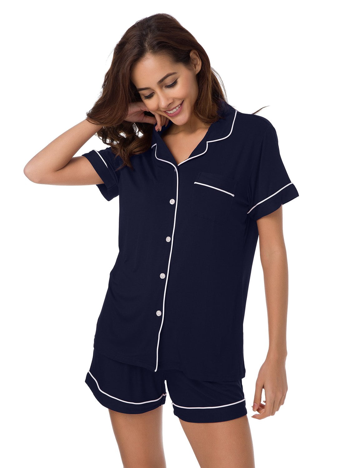 SIORO Women Short Pyjamas Sets Soft Pjs Sets for Womens Button Down Top Nightwear Loungewear 
