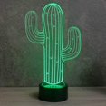 thumbnail image 1 of Lámpara de luz nocturna de flor de cactus 3d Ilusión Led 7 Cambio de color Interruptor táctil Mesa Escritorio Decoración Lámparas Regalo con base de acrílico plana Abs Usb Feliz Sencillez, 1 of 5