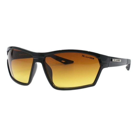 Xloop HD Lens Sunglasses Men's Wrap Around Rectangle Sports UV400 Glossy Black