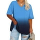 thumbnail image 1 of Cutuoiiu Women's Loose Short Sleeve V Neck Solid Color Oversized Tops Gifts, 1 of 4