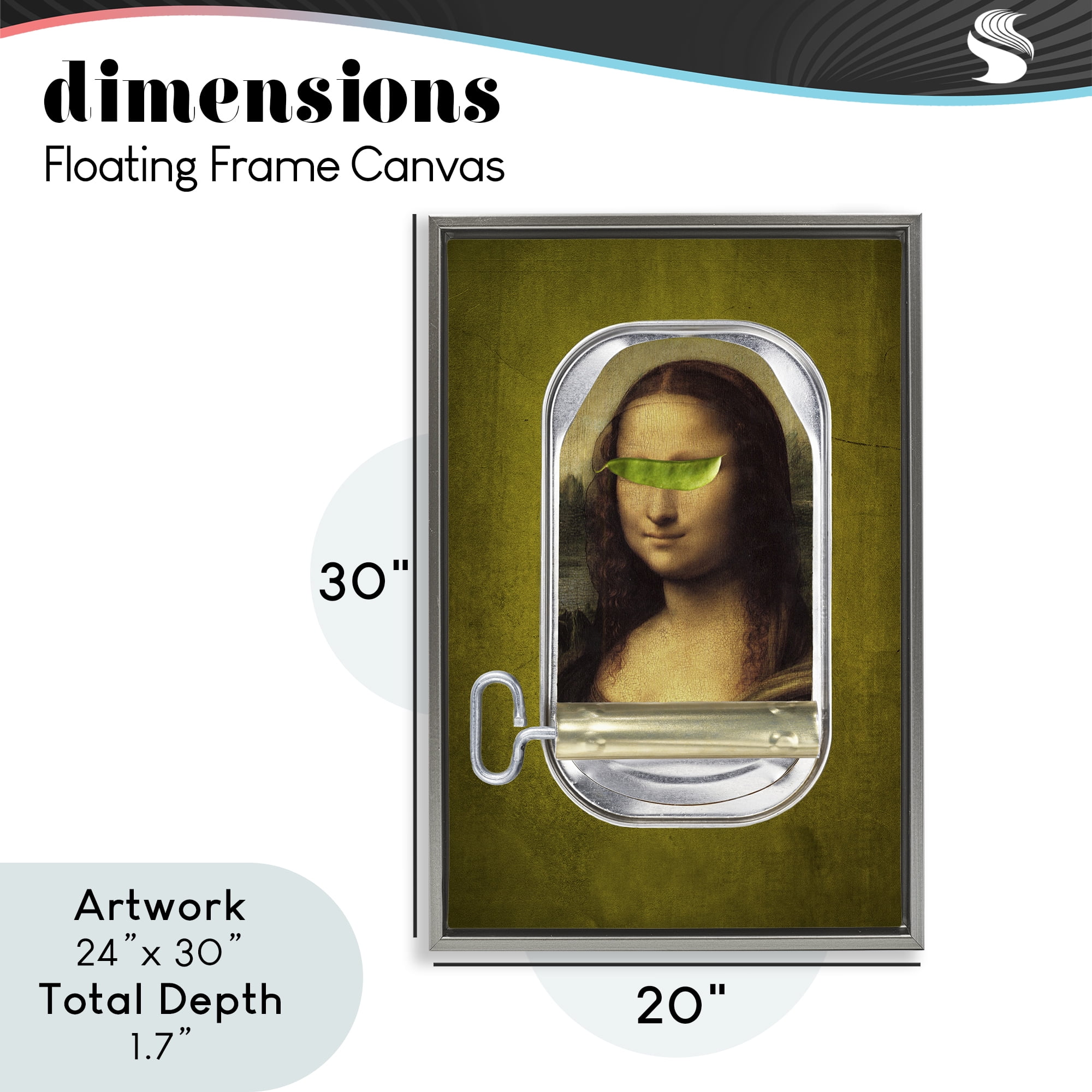 Canned Mona Lisa Gray Framed Floater Canvas Wall Art, design by Elo Marc