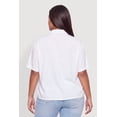 thumbnail image 4 of Women's Plus Size Solid Short Sleeve Button Front Shirt, 4 of 4