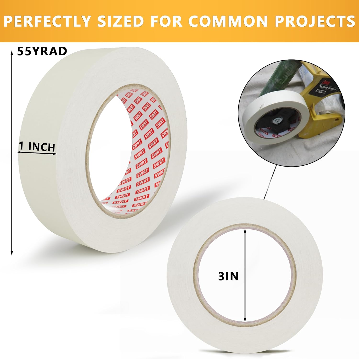Masking Tape 1 Inch x 55 Yards x 12 Rolls, Bulk Adhesive Painting Tape for General Purpose Use, Crafts & Home Projects (660 Yards Total)