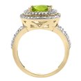 thumbnail image 2 of 10K Yellow Gold Natural Peridot Ring Cushion 8x8 mm with Diamond Accents, size 5, 2 of 3