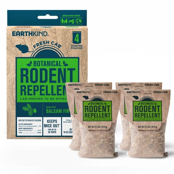 EarthKind Fresh Cab Rodent Repellent - Botanical Pest Control for Indoor Use - Safe for Kids & Pets When Used As Directed - Made with Plant Fibers, Essential Oil & Fragrance - New Packaging - 4-Pack