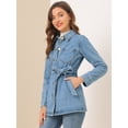 thumbnail image 4 of Chaqueta Vaquera Holgada De Manga Larga Allegra K Con Lazo En La Cintura Informal Para Mujer Azul S, 4 of 6