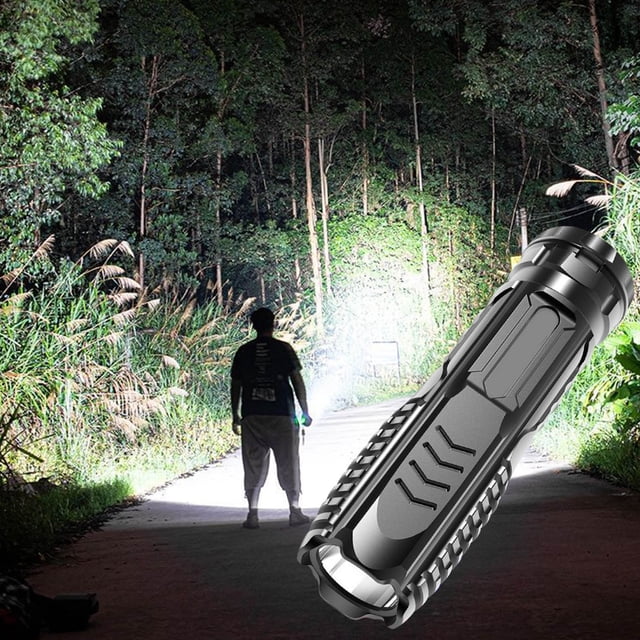 Paquete de 2 mini linternas LED recargables | Linterna portátil USB de largo alcance y alto brillo | IPX7 Luz fuerte duradera para exteriores a prueba de lluvia | Modos ajustables | 3x0.9 pulgadas