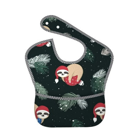 Bingfone Mess-Proof Baby Bib - Waterproof Bib For Baby Boy Or Girl With Food Catcher Pocket, Unisex-Baby Sloths Sleeping