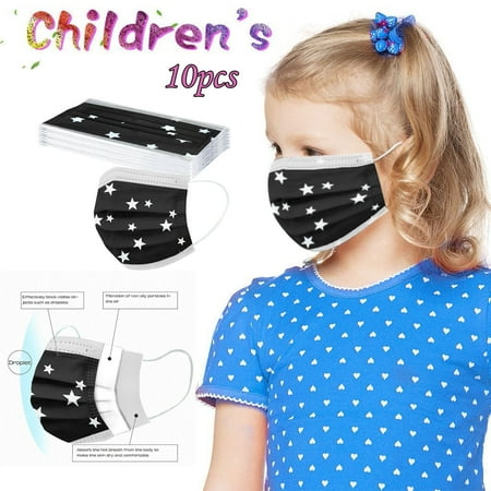 Giftesty 10PCS Kids Children's Mask Stars Prints 3 -Layer Disposable Mask