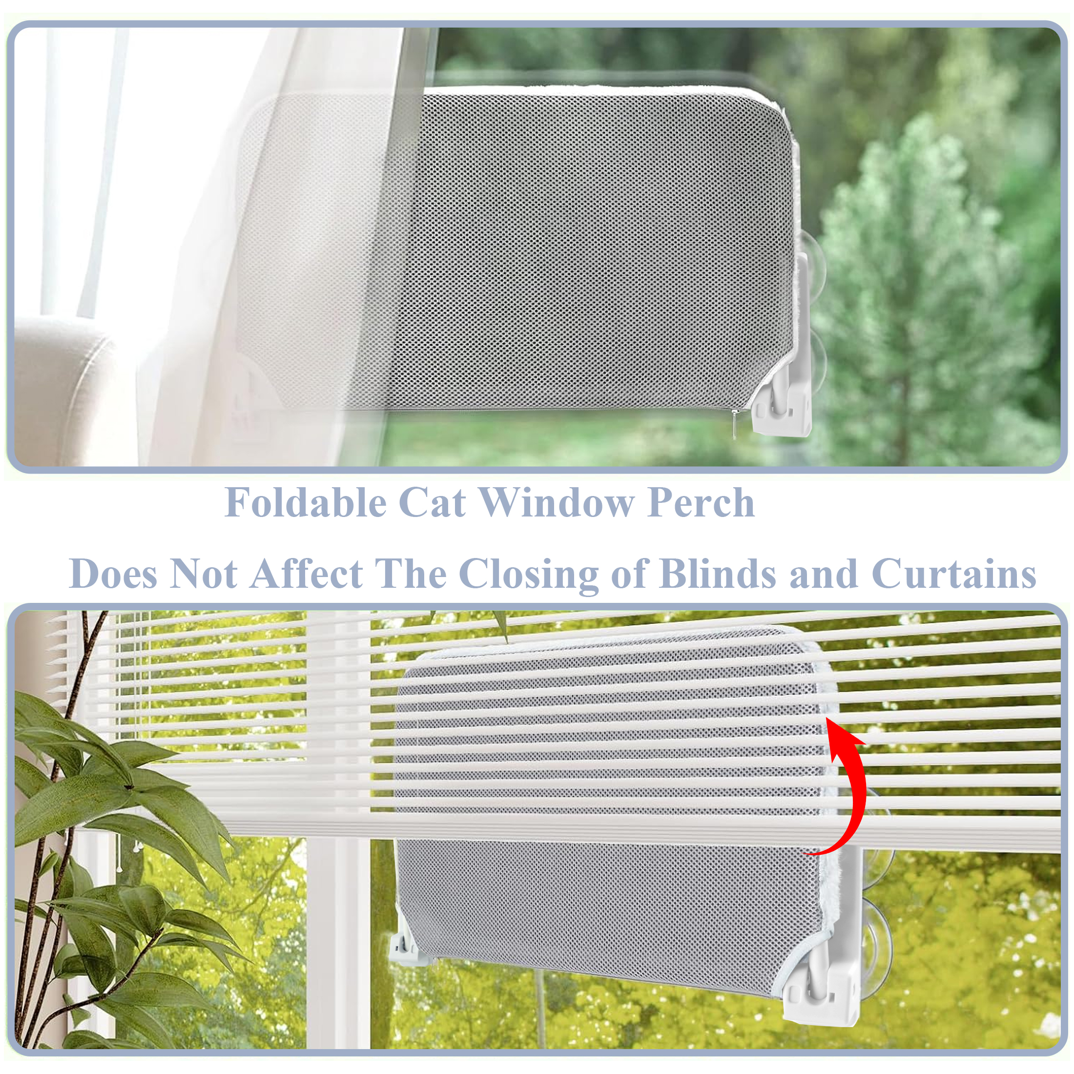 LANNEY Foldable Cat Window Perch, Gray photo 3
