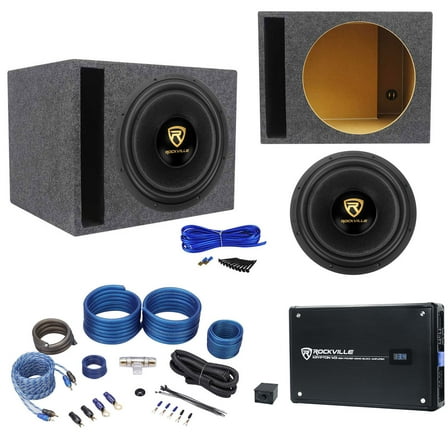 Rockville W15K9D2 15" 5000w Car Subwoofer Vented Sub Box Mono Amplifier Amp Kit