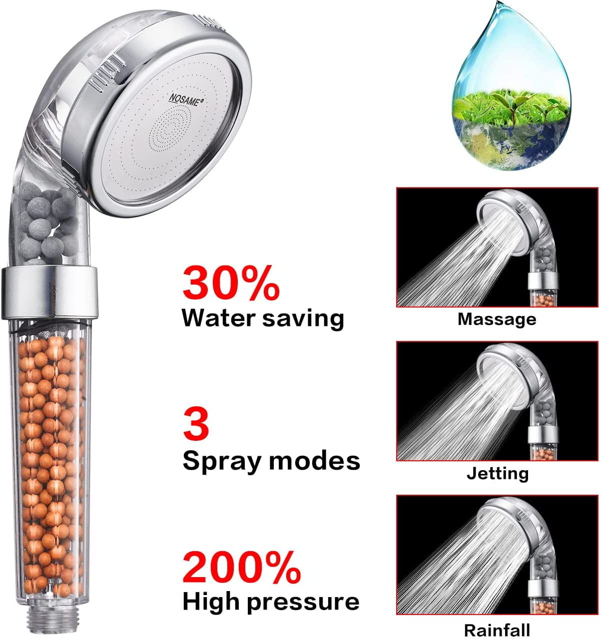 Vitamin C Filter Shower Head with 4Balms Body Shower Head for Hair Loss,Dry  Skin