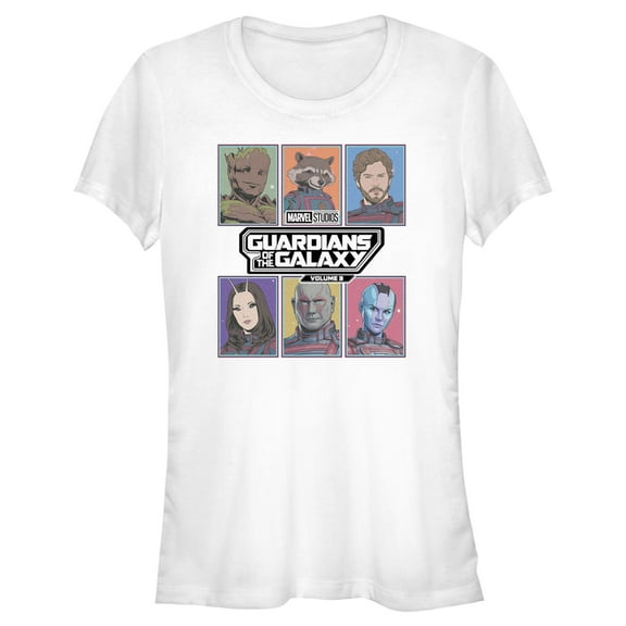 Junior's Guardians of the Galaxy Vol. 3 Animated Squares  Graphic Tee White Medium
