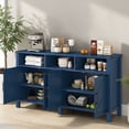 thumbnail image 2 of Hassch Sideboard Buffet Cabinet with Charging Station, Farmhouse Kitchen Cabinet with 4 Barn Doors, 59" Coffee Bar Cabinet with Adjustable Shelves for Dining Room, Hallway, Entryway, Navy Blue, 2 of 10