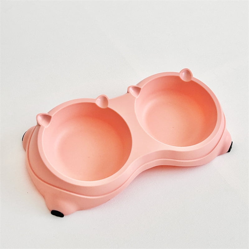 Stainless Steel Pet Bowl, Tilted Anti-Slip Feeding Station for Cats & Dogs, Easy to Clean & Helps Prevent Dark Chin (Pink, 600ml)