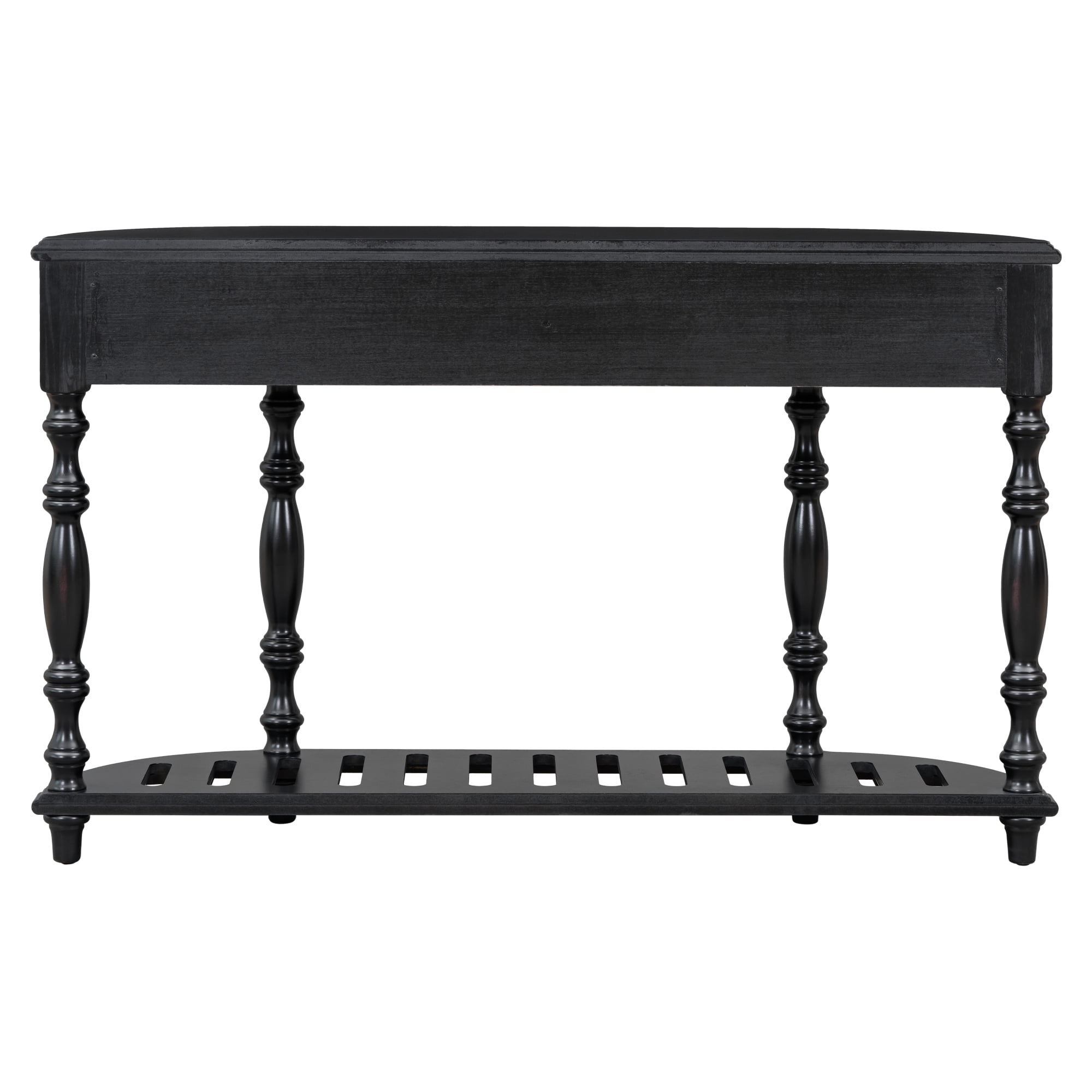 EUROCO 52" Longer Curved Console Table, Half Moon Sofa Table Entry Table with 4 Drawers,1 Open Shelf and Solid Wooden Frame for Living Room,Entryway,Hallway,Black