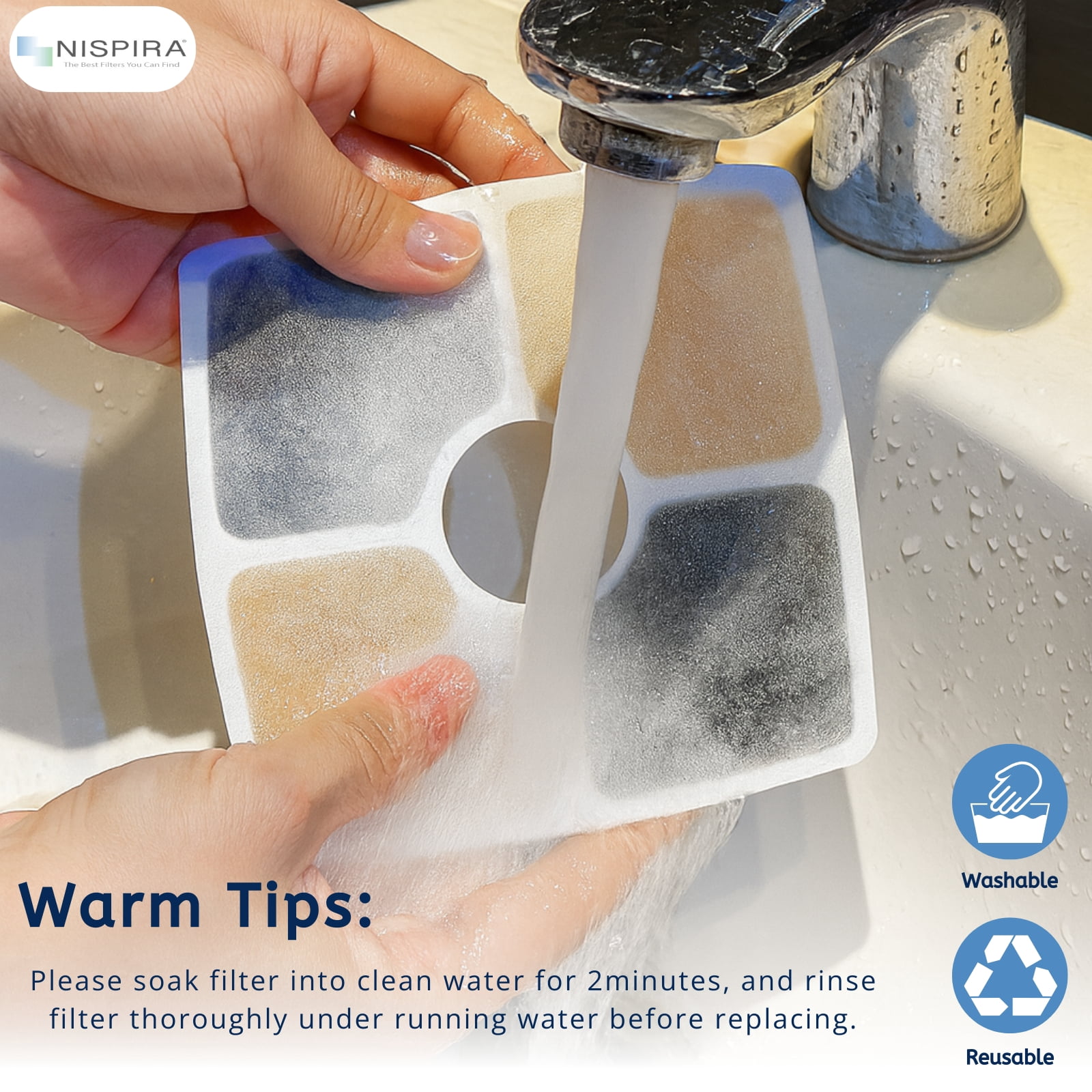 NISPIRA Triple Filtration Charcoal Water Filter Set Replacements for Veken 67oz, 95oz 135oz Automatic Stainless Steal Cat Water Fountain, Dog Water Fountain Dispenser 24 Sets
