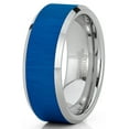 thumbnail image 2 of Metal Masters Mens Tungsten Carbide Ring Blue Plated Horizontal Brush Wedding Band Comfort-fit 8mm, 2 of 4