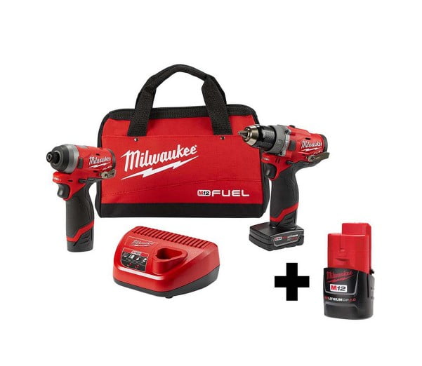 MILWAUKEE 12V FUEL BRUSHLESS COMBI & IMPACT TWIN PACK 4.0AH PACK M12FPP2A 
