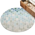 thumbnail image 2 of Round Rugs 3Ft, Green Blue Geometric Round Area Rug Washable Indoor Throw Carpet, Modern Abstract Ombre Small Non Slip Circle Rug for Bedroom Living Room Home Decor Aesthetic, 2 of 8