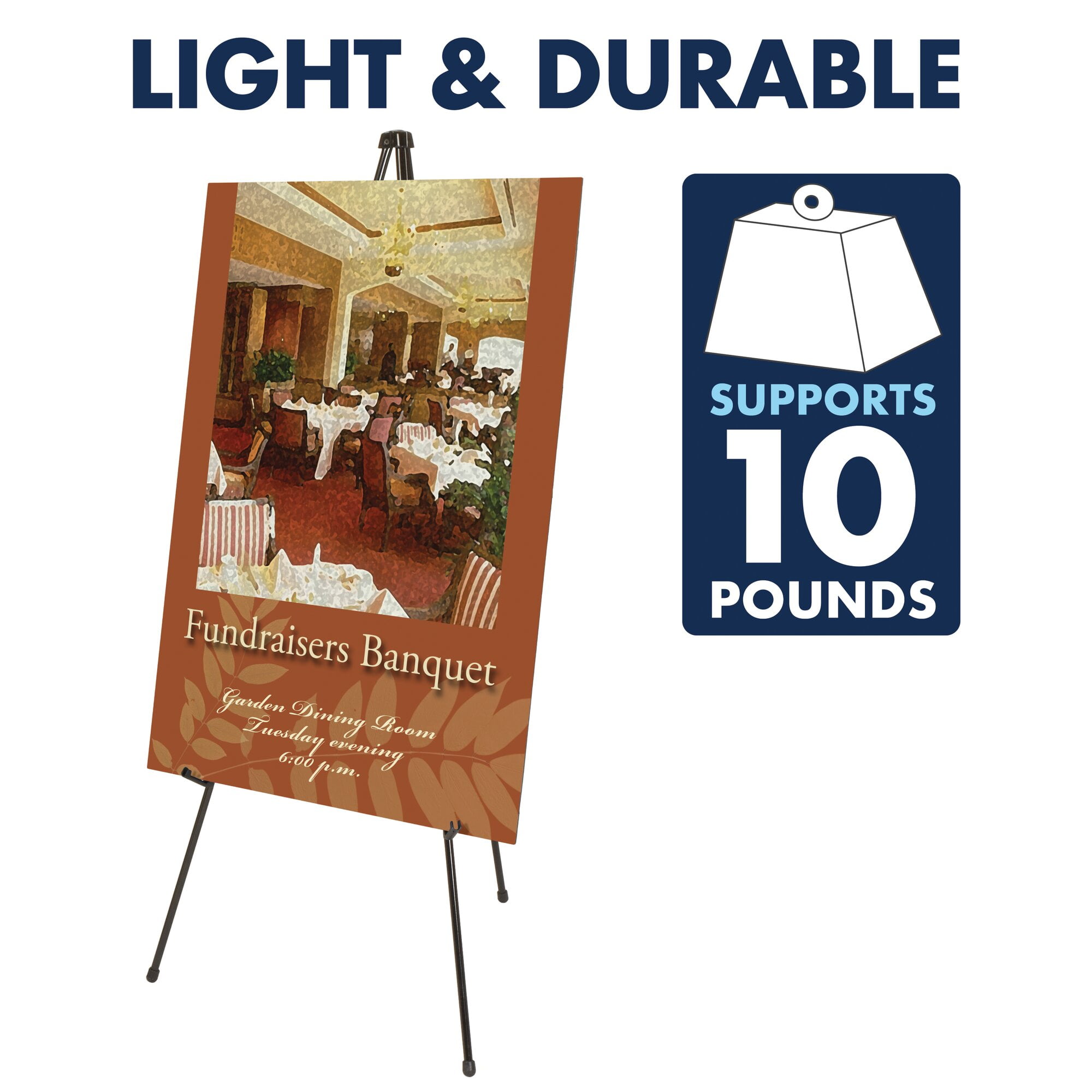 Quartet Heavy-Duty Instant Easel, 63", Supports 10 lbs., Tripod Base