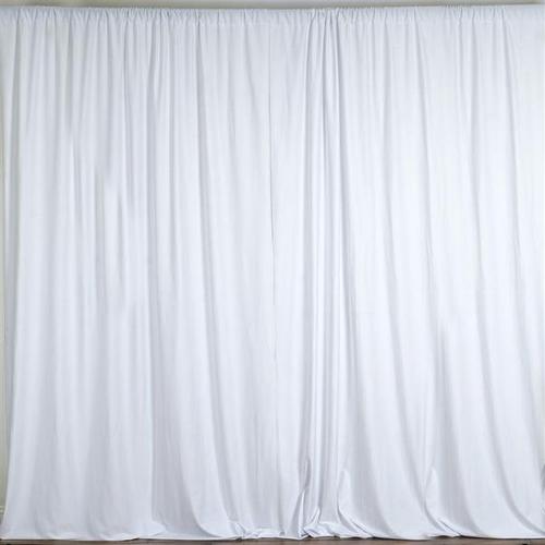 2 Pack 5FTx10FT White Fire Retardant Polyester Curtain Panel