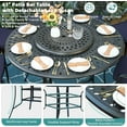thumbnail image 7 of MEETWARM 10-Piece Outdoor Bar Set, All Weather Cast Aluminum Patio Bar Furniture with 8 Cushioned Swivel Bar Stools, Large 61" Round Patio Bar Height Table with Detachable Lazy Susan, Umbrella Hole, 7 of 7