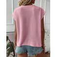 thumbnail image 3 of Women's 2025 Summer Cap Sleeve Tops Casual Crew Neck Loose Fit Knit Lightweight Sweater Pullover Top, 3 of 6