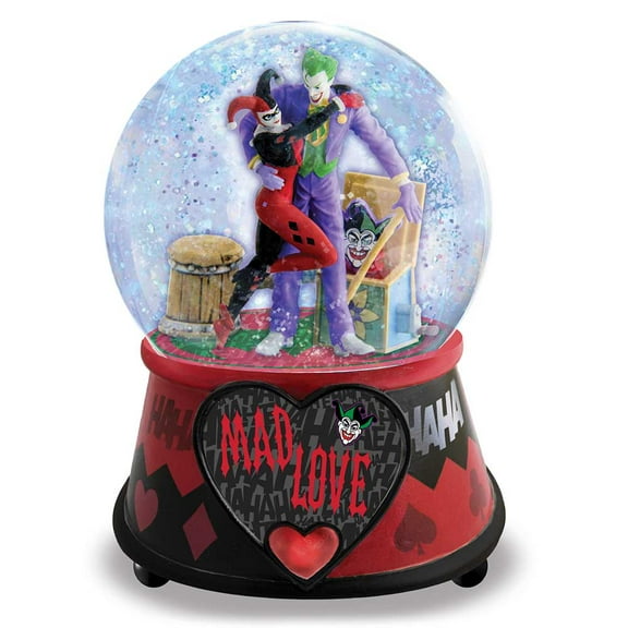 The Bradford Exchange The Joker and Harley Quinn Musical Glitter Globe: Mad Love 5.75"H x 4" Diameter