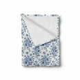 thumbnail image 2 of Blue and White Soft Flannel Fleece Blanket, Sketchy Roses Anemones and Eustoma in Blue Shades Romantic Vintage Bouquet, Cozy Plush for Indoor and Outdoor Use, 60" x 80", Blue White, by Ambesonne, 2 of 6