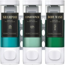 Luxspire Shampoo and Conditioner Dispenser, No Drill Wall Mounted Shower Soap Dispenser 3 Chamber with Waterproof Labels, Easy Refill Soap Dispenser for Bathroom Hotel Kitchen, White