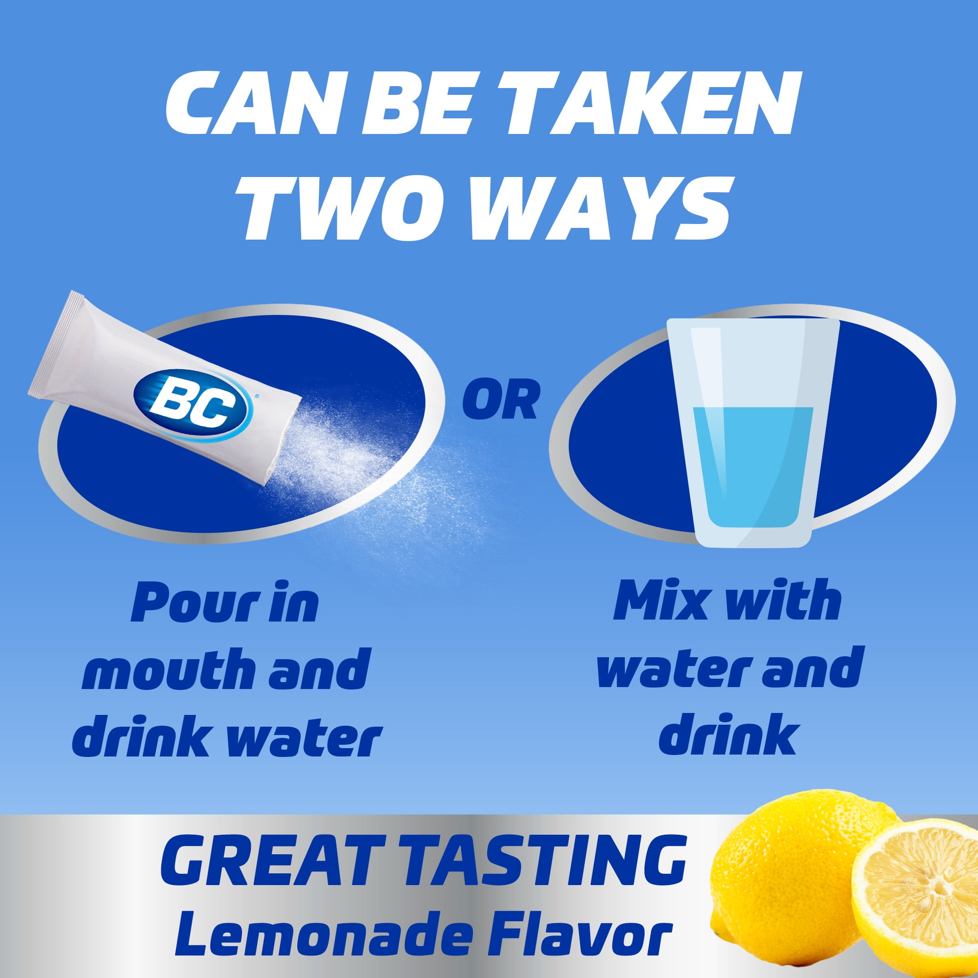(3 pack) BC MAX Strength Fast Pain Relief Powder, Lemonade Drink Mix, Aspirin & Acetaminophen, 16 Count