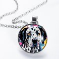 thumbnail image 2 of Spotted Dog Stunning Glass Circular Pendant Necklace Jewelry, 2 of 5