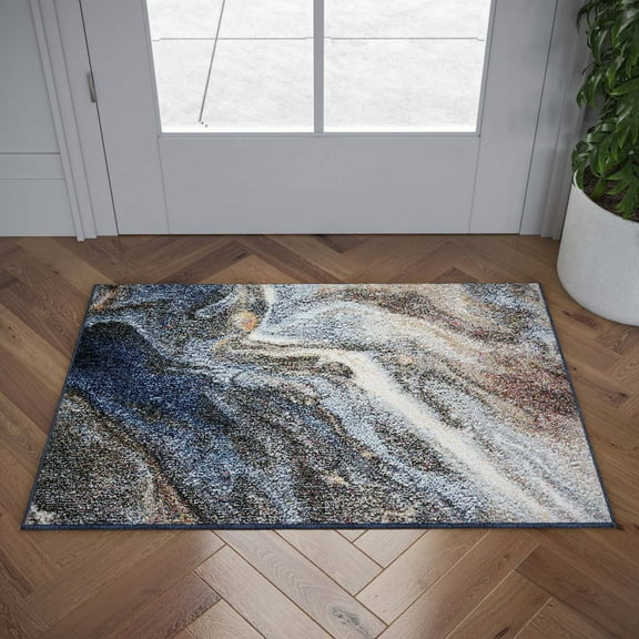 2x3 Modern Navy Small Area Rug, Throw Mat for Indoor Entry | Ideal for Kitchen or Bathroom Rugs 2' x 3'