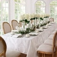 thumbnail image 3 of Newbridge White Damask Barcelona Scroll 52 x 52 inch Square Fabric Holiday Dining Tablecloth, 3 of 5