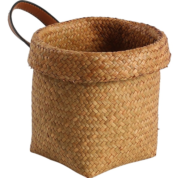 Tunhigl Straw Woven Storage Basket, Decorative Woven Organizer Bin for Household Sundries & Flower Basket