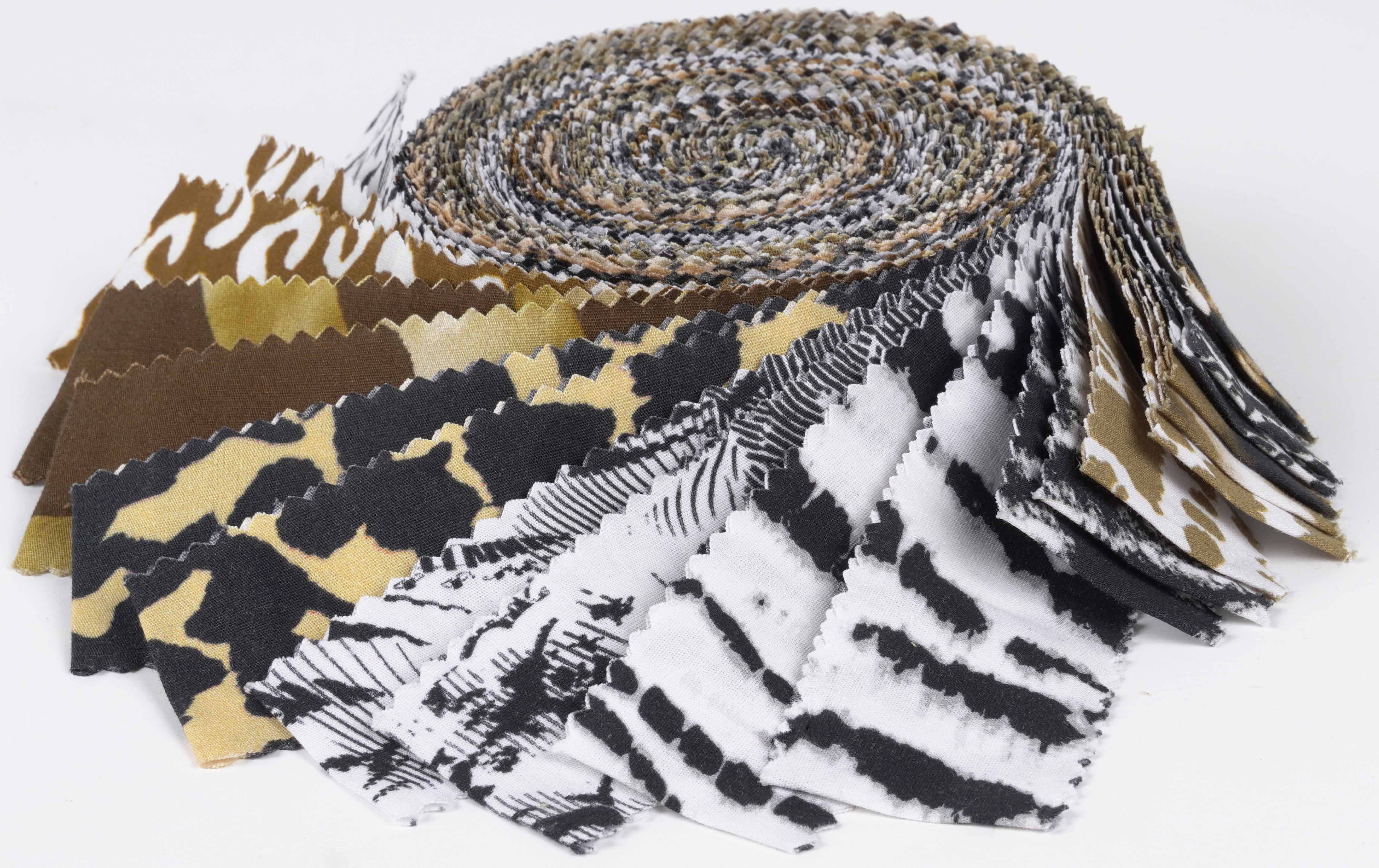 Soimoi 40Pcs Animals Print Precut Fabrics Strips Roll Up 1.5x42inches Cotton Jelly Rolls For Quilting - Purple