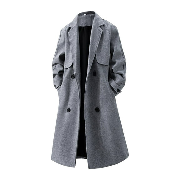 uikmnh Winter Coats for Men Double Woolen Overcoat Casual Long Jacket Loose Fit Coat for Everyday Wear Size:2XL