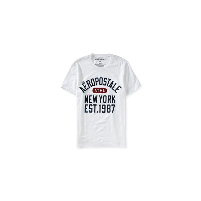 Aeropostale - Camiseta con gráfico deportivo para hombre, color blanco, grande