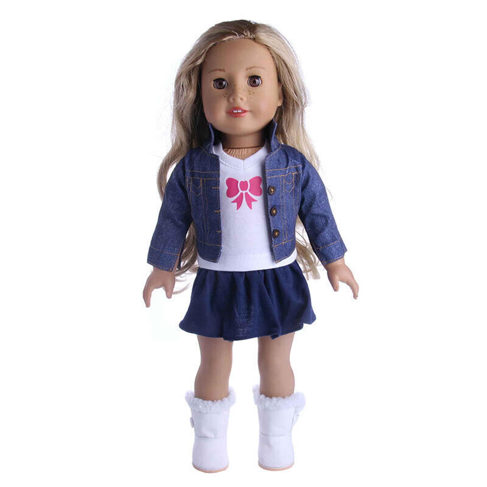 Handmade Doll Clothes Dress for 18inch Doll 43cm 18inch Dolls Overall Shoes  Dolls Kids Toys Doll Clothes Accessories Girl Gift Pink Blue Purple Play