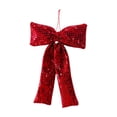thumbnail image 2 of EWASWON Christmas Bows for Tree, Red Velvet Sequin Christmas Tree Topper Bow Ornament, 11 Inch Pre-Tied Oversized Holiday Decoration for Wreath, Garland, Front Door, 2 of 6