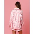 thumbnail image 4 of Women Christmas Pajama Set Santa Print Long Sleeve Tops and Elastic Shorts Sleepwear, 4 of 7