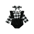 thumbnail image 1 of Biekopu XMAS Kids Baby Girls Clothes Set Plaid Print Long Sleeve Romper and Headband Outfits, 1 of 6