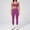 Purple, variant on PISONIC Two Piece Workout Sets for Women Color Block Sports Bra and High Waist Leggings Gym Yoga Active Wear Outfits