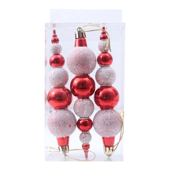 VENTORA Christmas Candy Ball Ornaments Set, Hand Painted Red Christmas Tree Hanging Balls, Festive Gift Box Decoration for Holiday Party Decor