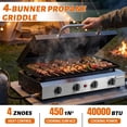 thumbnail image 2 of Ktaxon 4 Burner Propane Griddle Flat Top Gas Grill 40000 BTU with Lid,Ceramic Coated Cast Iron Pan,Portable, 2 of 6